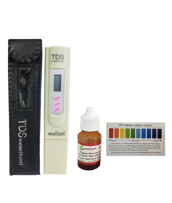 WELLON High Quality Water Tester TDS Meter and pH Drop with pH Chart